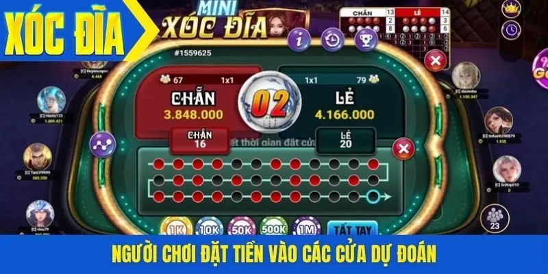 Người chơi đặt tiền vào các cửa dự đoán